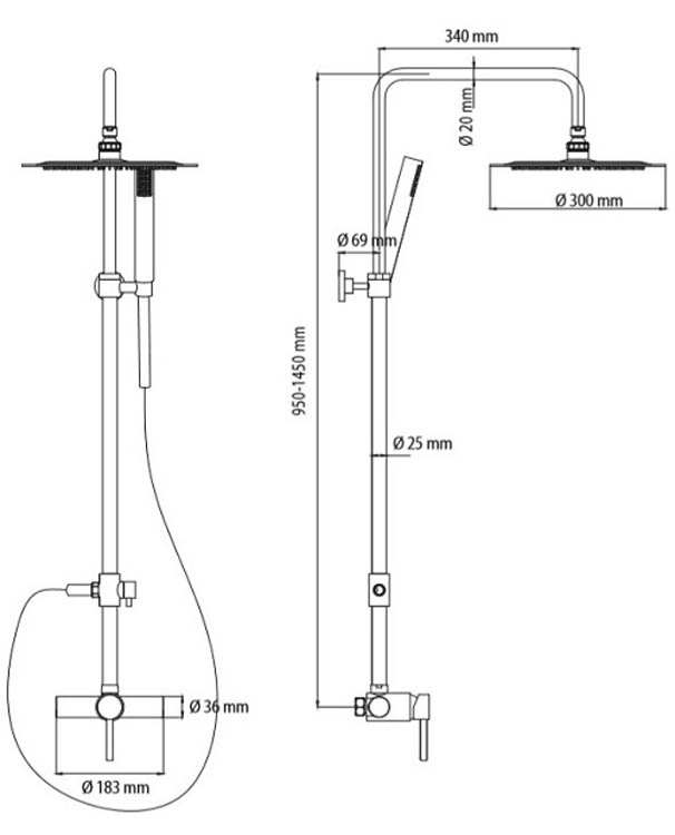 Set de douche Savy chrome