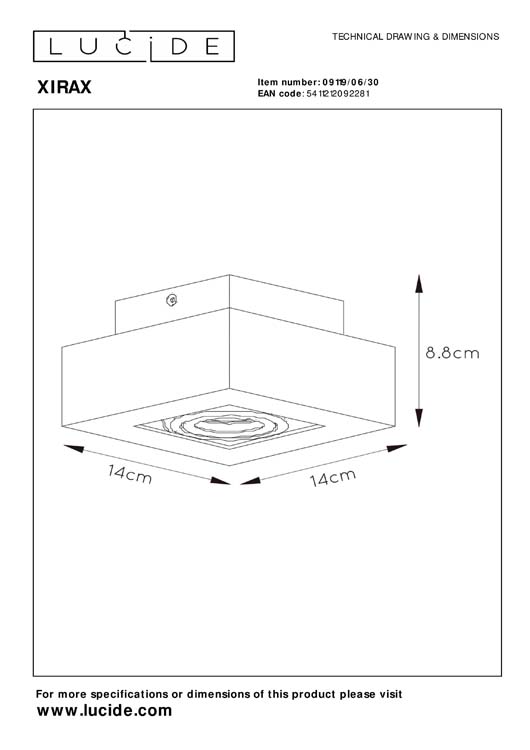 XIRAX - Spot plafond - LED Dim to warm - GU10 - 1x5W 2200K/3000K - Noir