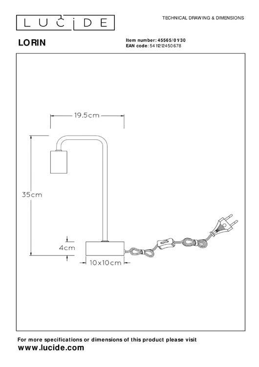 LORIN - Tafellamp - 1xE27 - Zwart