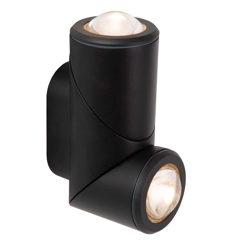 Lucide ERIN - Wandspot / Wandlamp Binnen/Buiten - LED - 2x5W 2700K - IP65 - Zwart