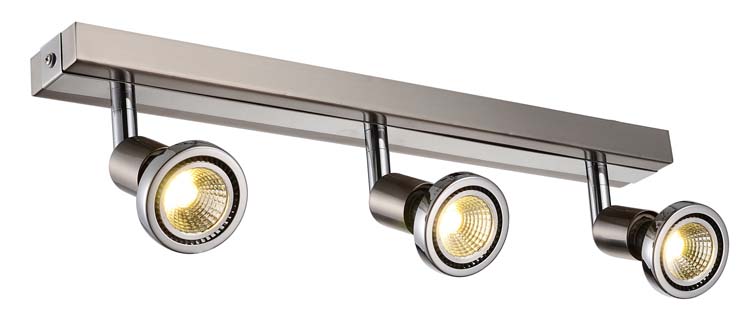 Opbouwspot LED satin chroom GU10 3x5W incl