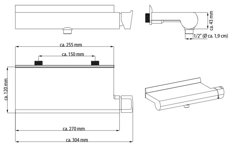 Robinet de douche met plancet Siebren chrome