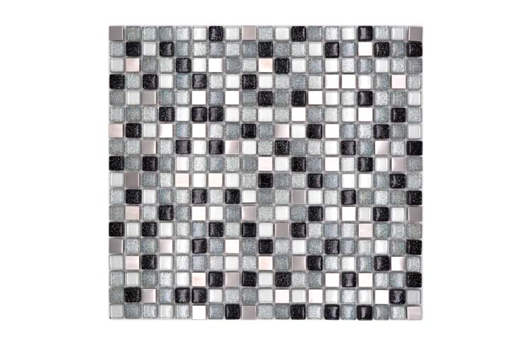 Mosaïque verre déco silver/noire 30,5 x 32,2 cm