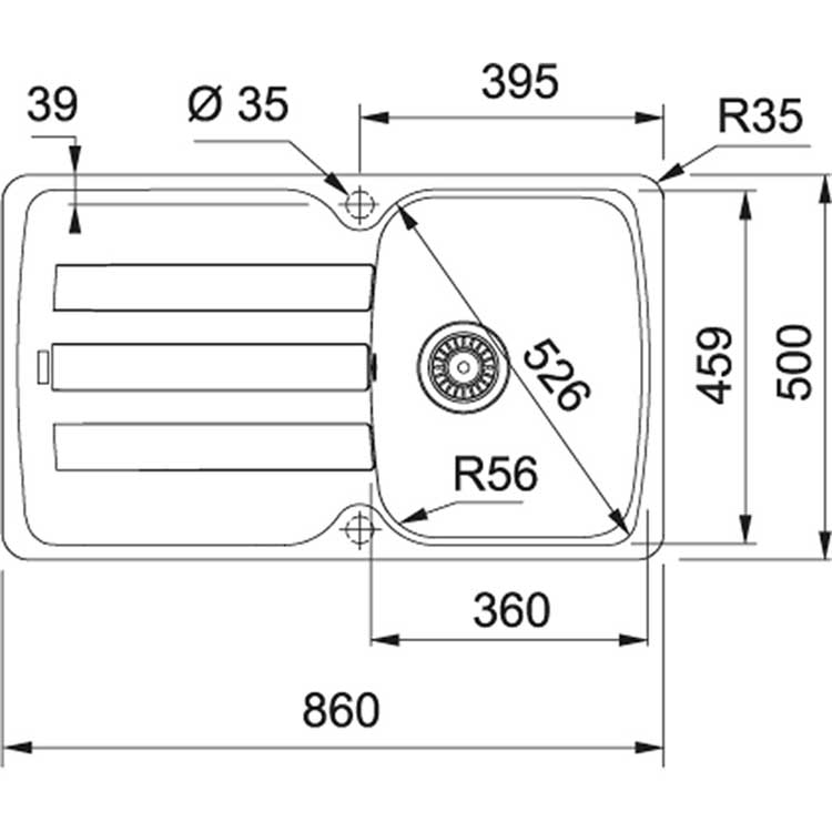 Franke évier à encastrer 860x500mm réversible blanc metallisé