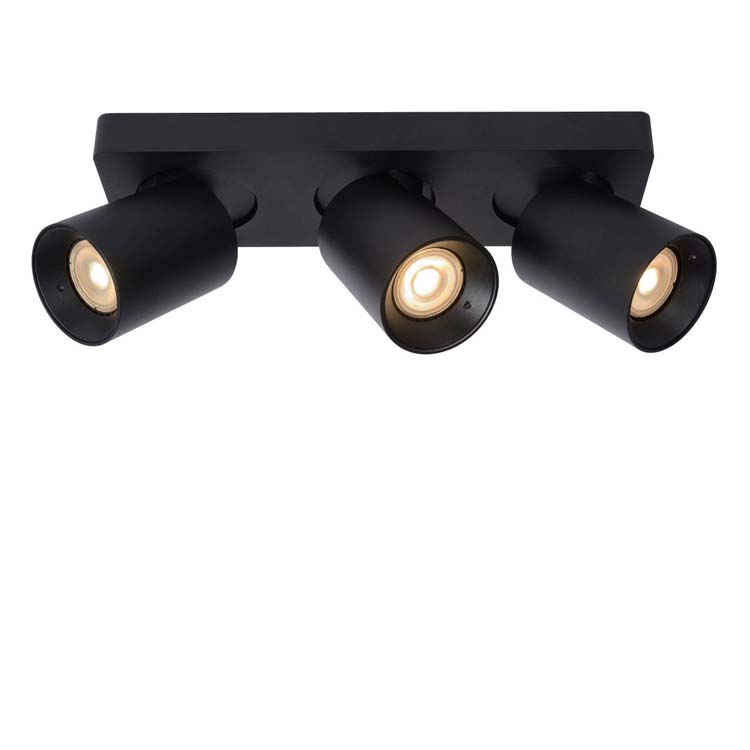 Lucide NIGEL - Spot plafond - GU10 - 3x5W 2200K/3000K - Noir