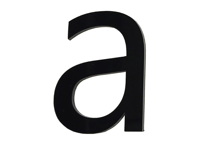 Letter a pvc zwart 9 cm met kleefstrip