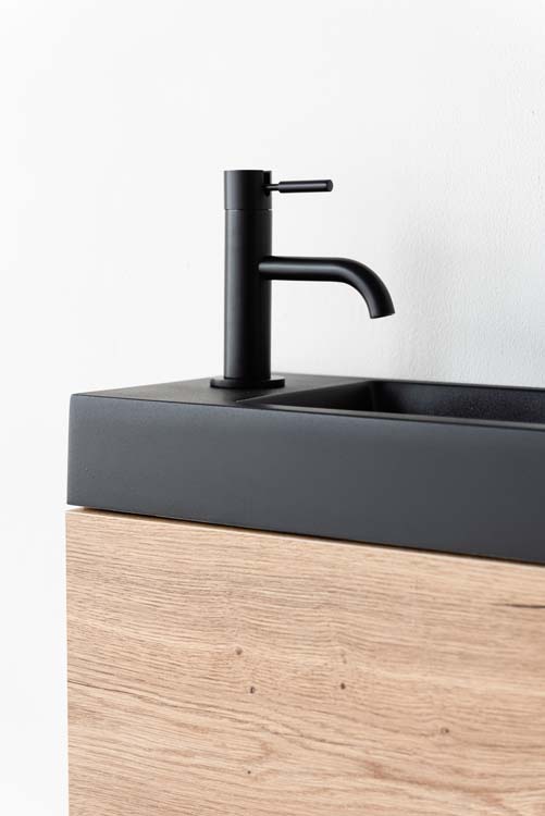 Meuble Dotan noir/chêne 400 mm lavabo noir mat