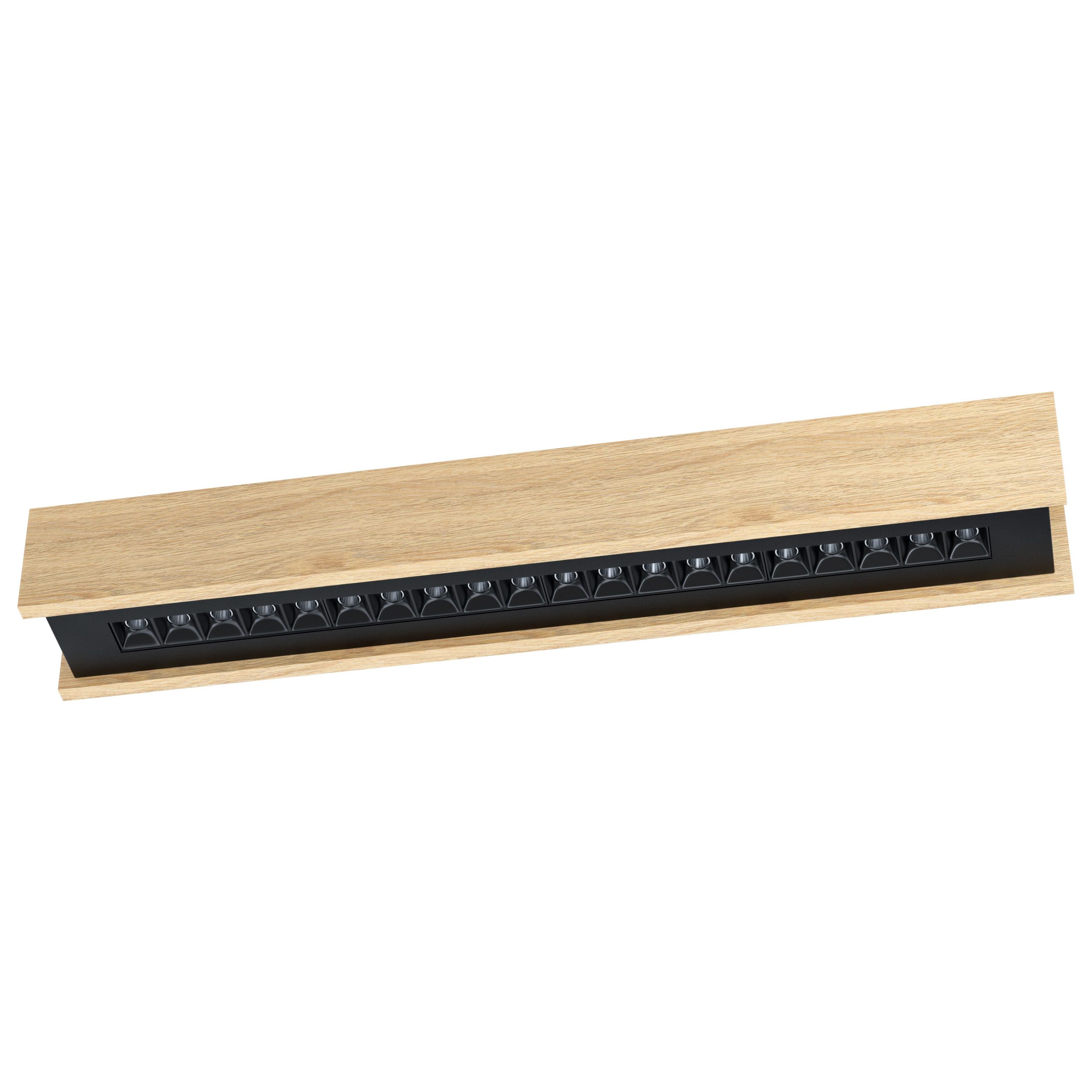 Plafonnier - Bois/Noir - L 85,50 cm - Dimmable