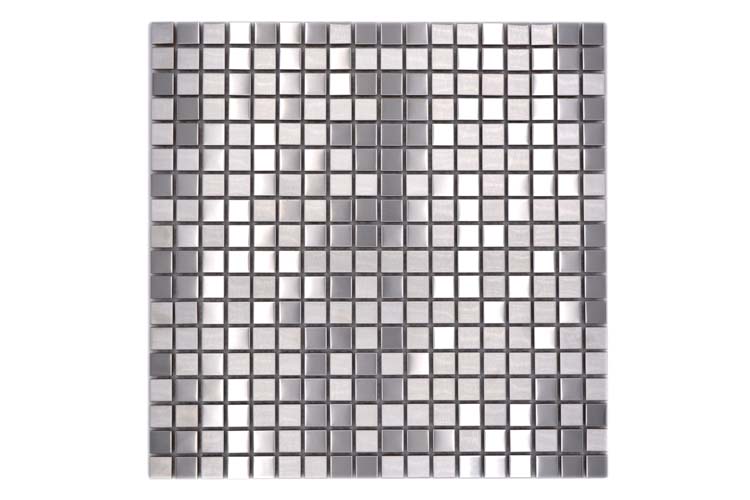 Mosaïque acier silver carré 30 x 30 cm