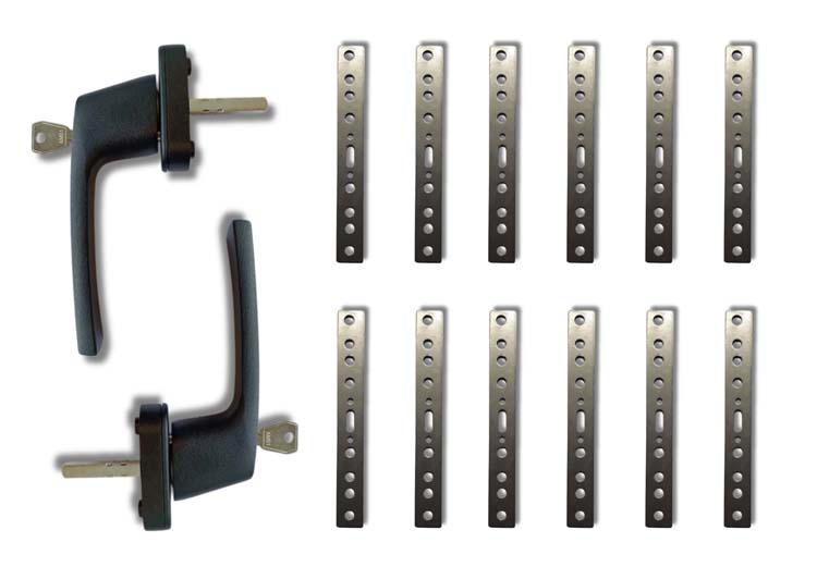 Accessoires complets pour fenêtres en PVC noir 12/2 avec clé