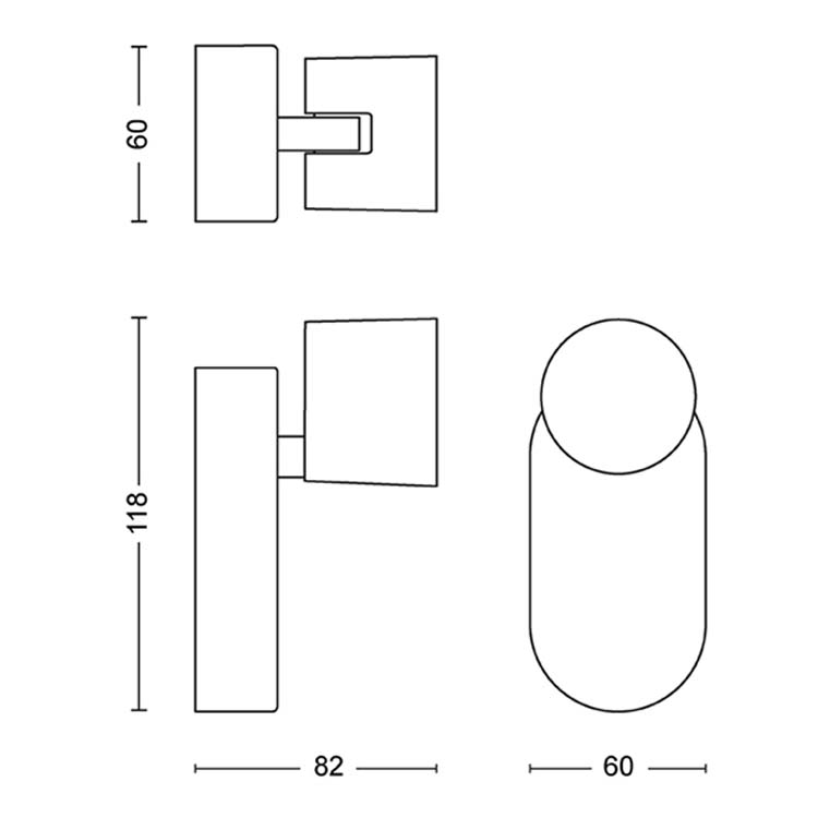 Spot en applique Single spot Noir 4,5W DIMMER