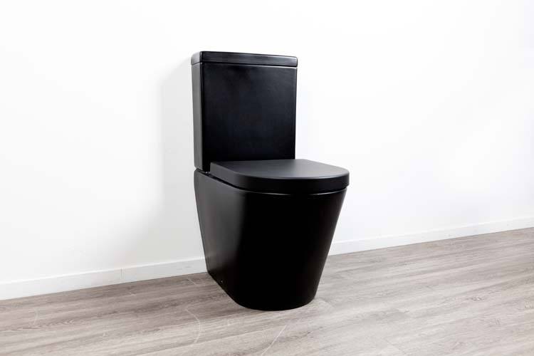 Staand toilet Zeke mat zwart rimless + toiletbril softclose