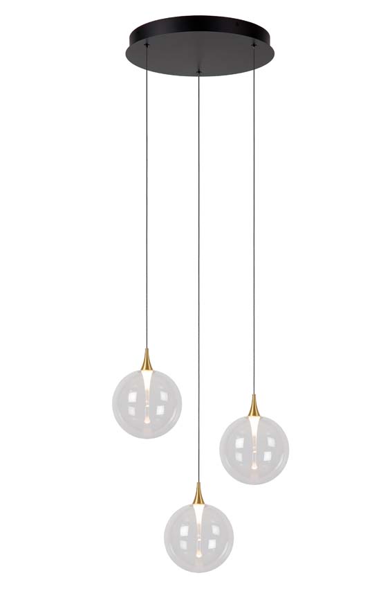 Lucide GISELA - Suspension - Ø 36 cm - LED Dim. - 3x4,3W 2700K - Transparent