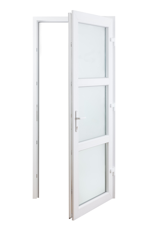 Porte extérieure pvc blanche/blanche 3 verres  mat D SUR MESURE