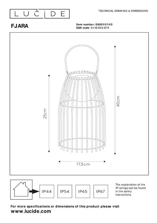 FJARA - Lampe de table Extérieur - Ø 17,5 cm - LED Dim. - 1x0,3W 3200K - IP44 - 3 StepDim - Brun