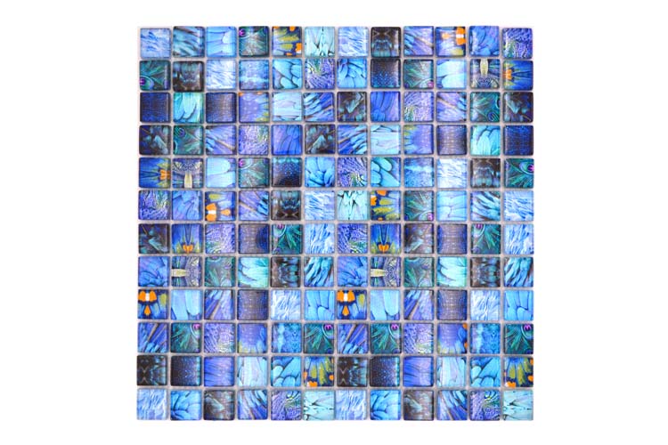 Mosaïque verre Wildlife bleue 29,8 x 29,8 cm