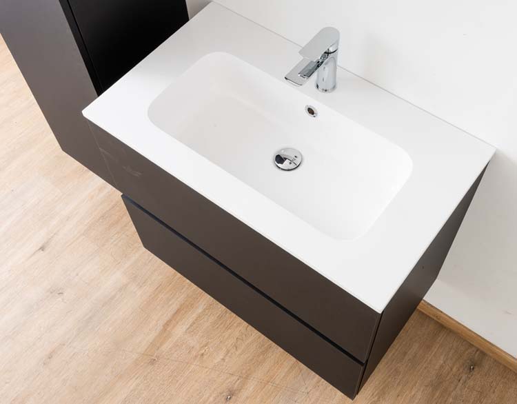 Meuble salle de bain Puro noir mat 800mm lavabo brillant