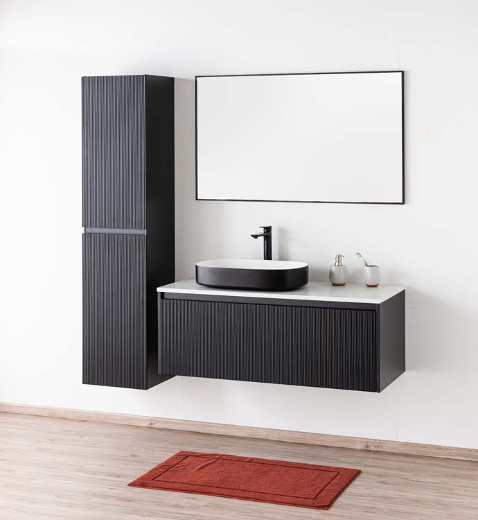 Meuble de salle de bain Windsor noir mat 1200 mm