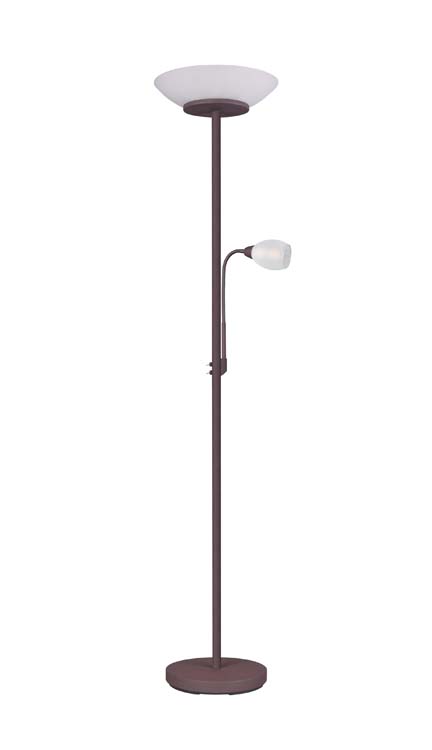 Vloerlamp met leeslamp roest/glas excl lamp LED mogelijk H180cm