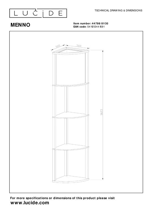 Lucide MENNO - Vloerlamp - 1xE27 - Zwart