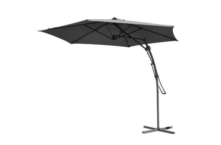 Hangparasol rond donkergrijs 380cm