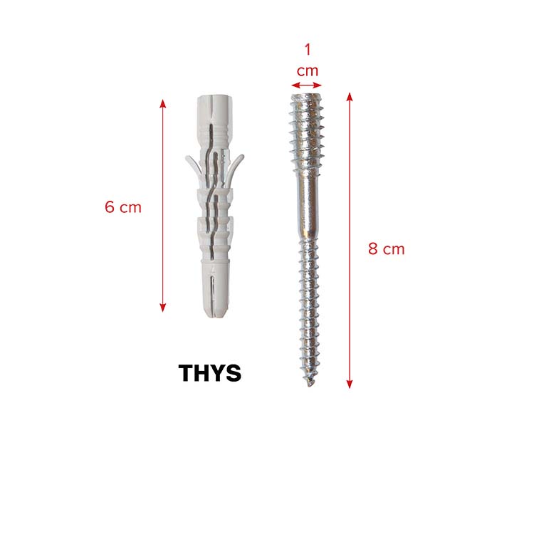 Afstandschroeven voor montage deurkast - regelbaar + plug (6 stuks)