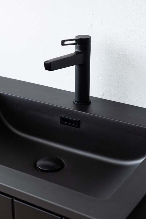 Meuble de salle de bain Jesper noir mat 1200 mm avec poignée noire