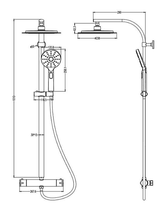 Regendoucheset thermostatisch Maddox chroom