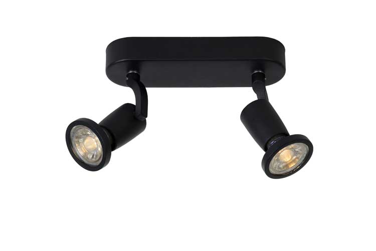 Lucide JASTER-LED - Spot plafond - LED - GU10 - 2x5W 2700K - Noir