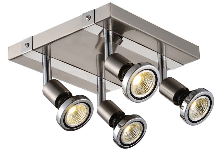 Opbouwspot LED vierkant satin chroom GU10 4x5W incl