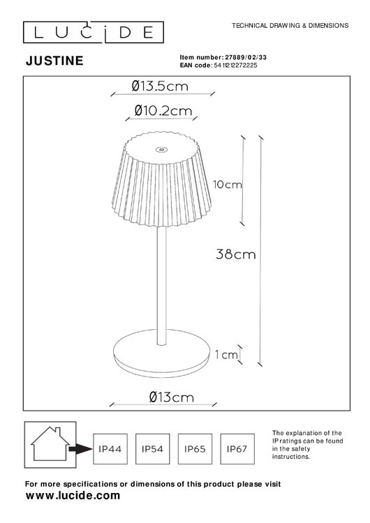 JUSTINE - Lampe de table Extérieur Rechargeable - Batterie - LED Dim. - 1x2W 2700K - IP54 - Avec station de charge sans fil - Vert