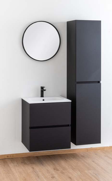 Meuble salle de bain Puro noir mat 600mm lavabo mat