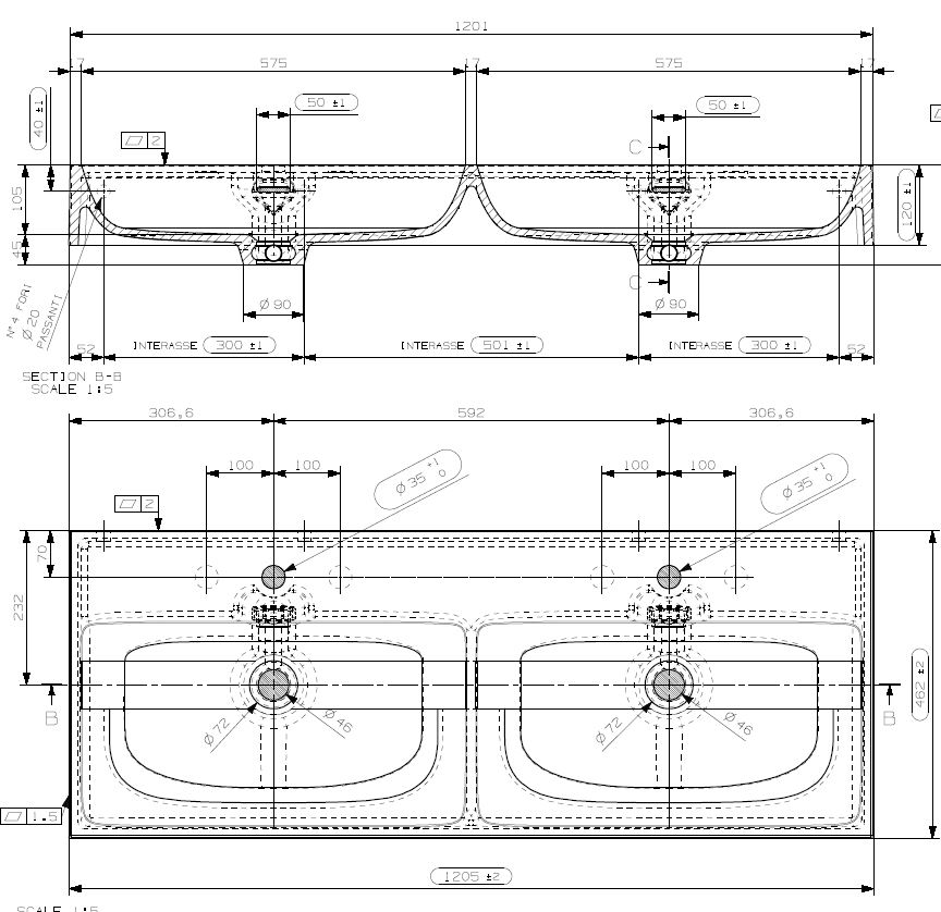 Wastafel Lilly 1200mm