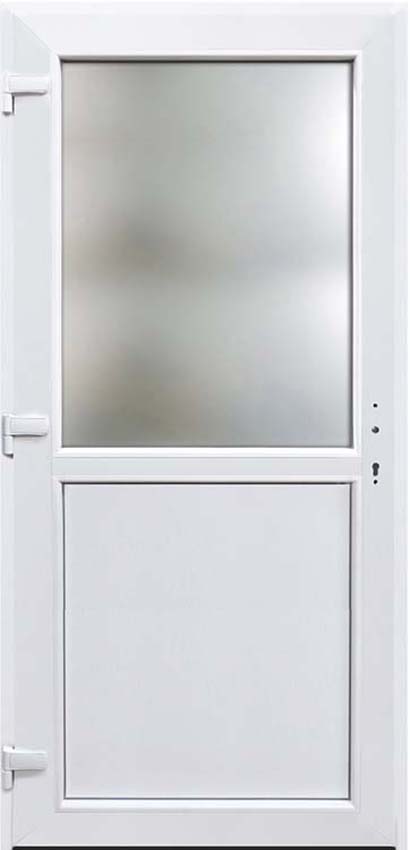 Porte extérieure pvc antracite/blanche 980 x 2180 mm demi-vitrée mat G