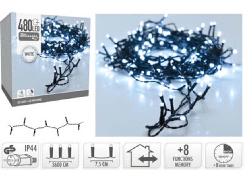 Eclairage de Noël LED 480 leds blanc froid intérieur/extérieur