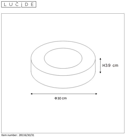 BRICE-LED Plafonnier Dimbaar 30W Ø30cm IP44