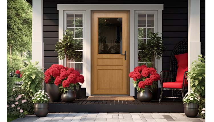 Porte extérieure meranti Taag demi-vitrée nature B 980 x H 2180 mm D