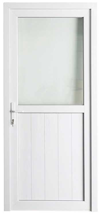 Porte extér.demi-vitrée/lambri pvc Deceuninck blanc droite 980x2180mm