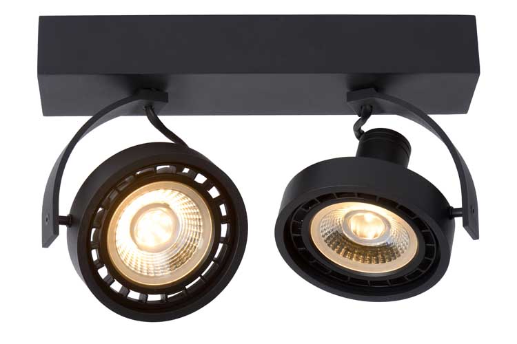 Lucide DORIAN - Spot plafond - LED Dim to warm - GU10 - 2x12W 3000K/2200K - Noir