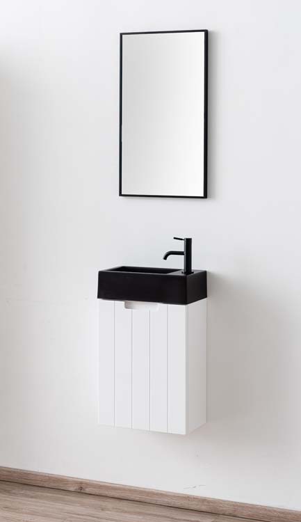 Meuble de toilette Tommy blanc mat 400 mm lavabo noir mat