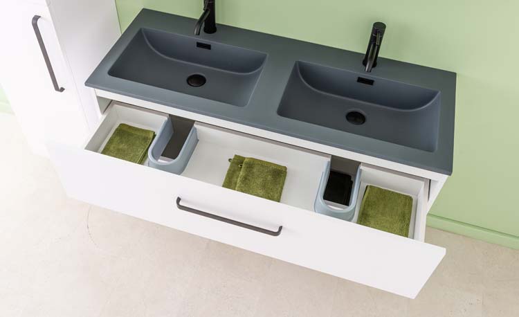 Meuble de salle de bain Bison laqué blanc mat 1200 mm lavabo ciment