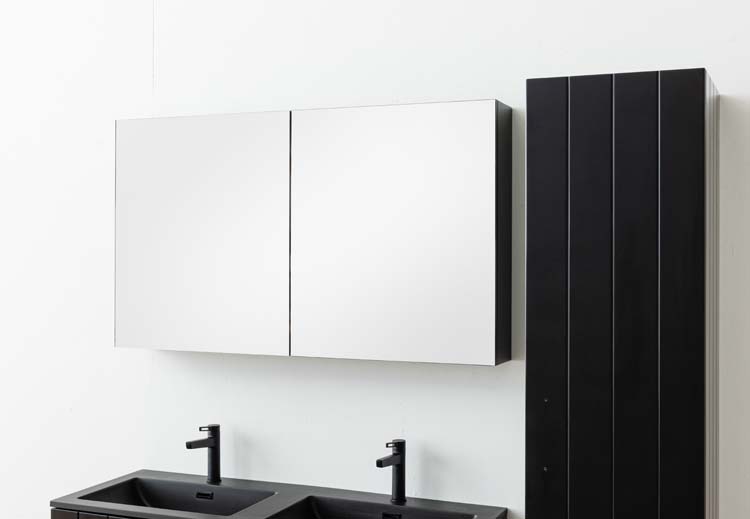 Meuble de salle de bain Jesper noir mat 1200 mm avec poignée noire