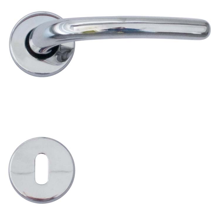 Poignée de porte ancona chrome rosace barbe