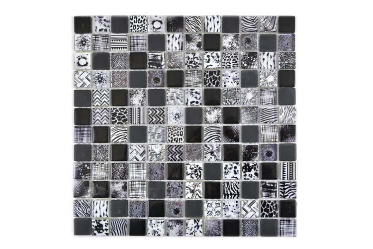 Mosaïque verre mix noire 29,8 x 29,8 cm