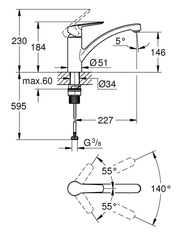 Robinet de cuisine Grohe Start noir mat