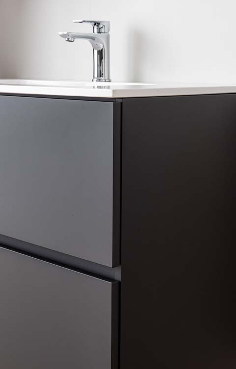 Meuble salle de bain Puro noir mat 900mm lavabo brillant