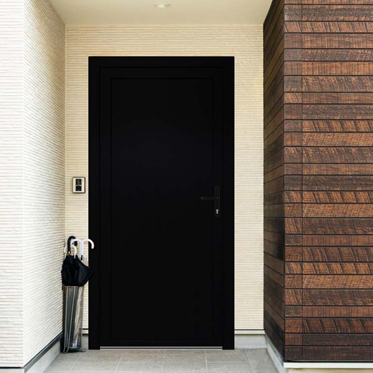 Porte extérieure avec panneau plein PVC noire/blanche D 980x2180mm