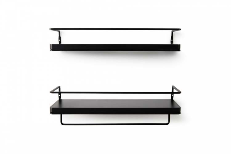 Support mural Faro noir 40x14.5x7/6 cm set de 2