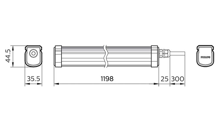 Armature LED imperméable gris IP65 120 cm 3400 lumen 3000K