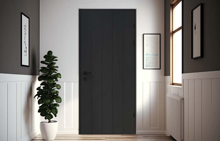 Porte extérieure meranti Duero verticale noir B 980 x H 2180 mm D